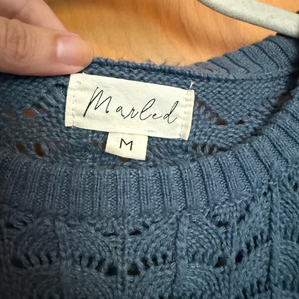 Marled Teal Crew Neck Sweater - Picture 2 of 4